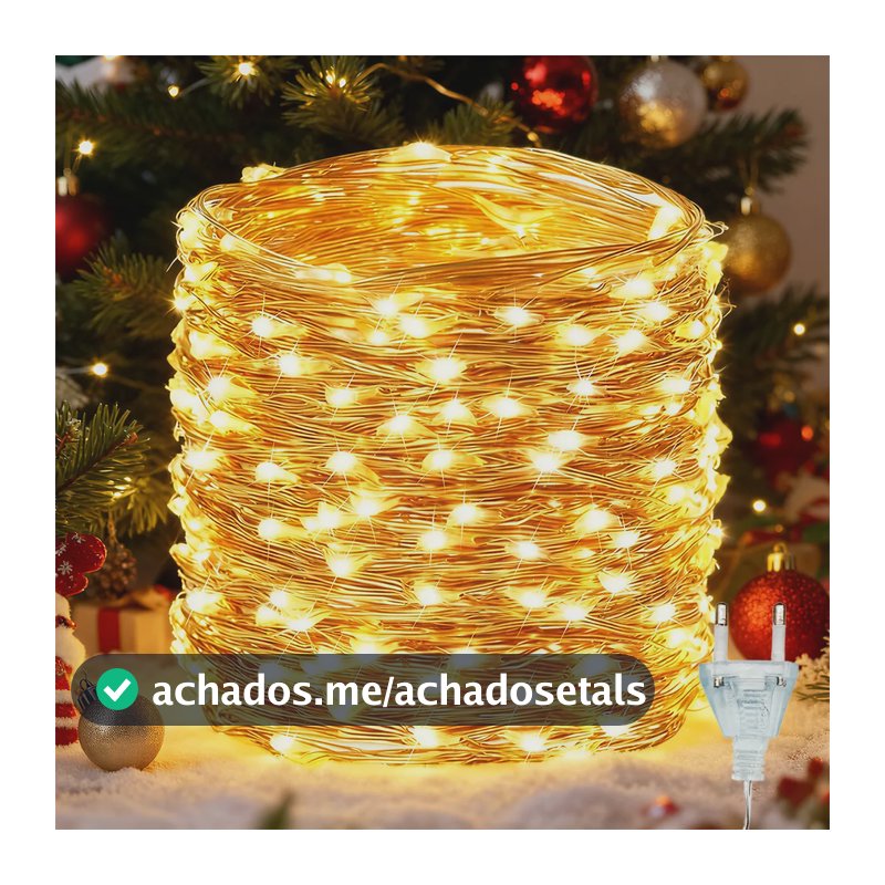 Cordão De Luz Natal Fio Fada 400leds 50m 8 Modos Decoração Branco Quente 127/220v