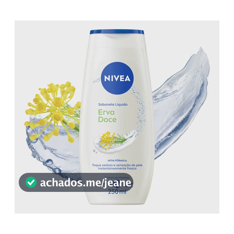 NIVEA Sabonete Líquido Erva Doce 250ml, Toque Sedoso, Pele Limpa e Fresca, Com Vitaminas
