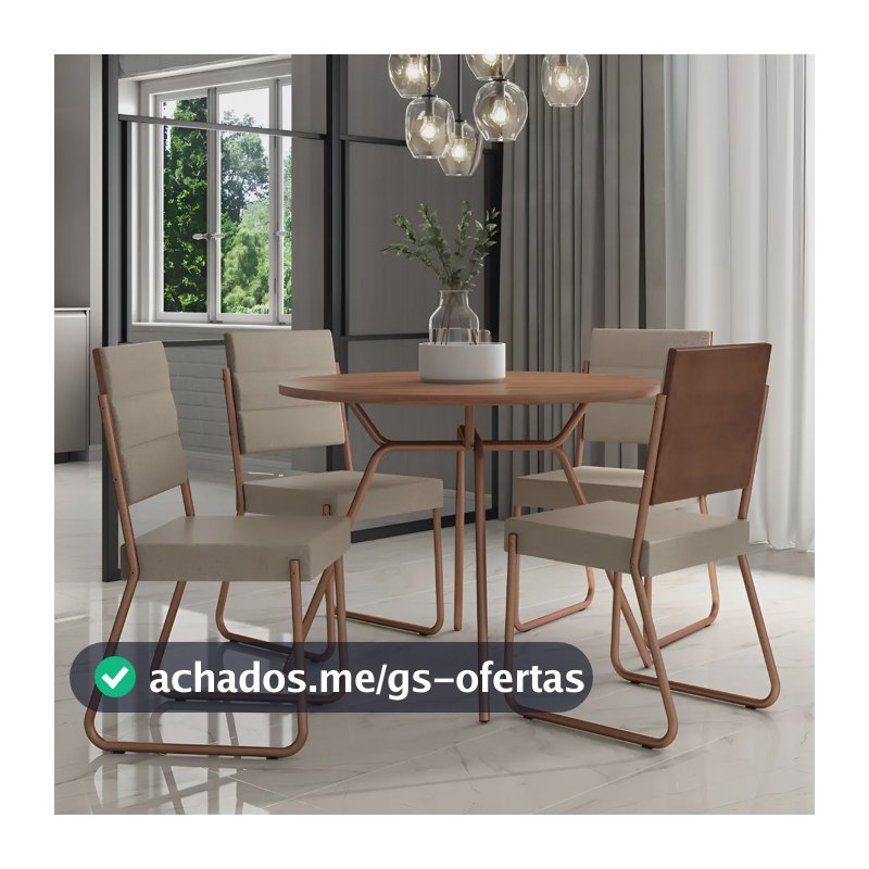 Conjunto Sala de Jantar 4 Cadeiras San Francisco Carraro Freijó com Rosê