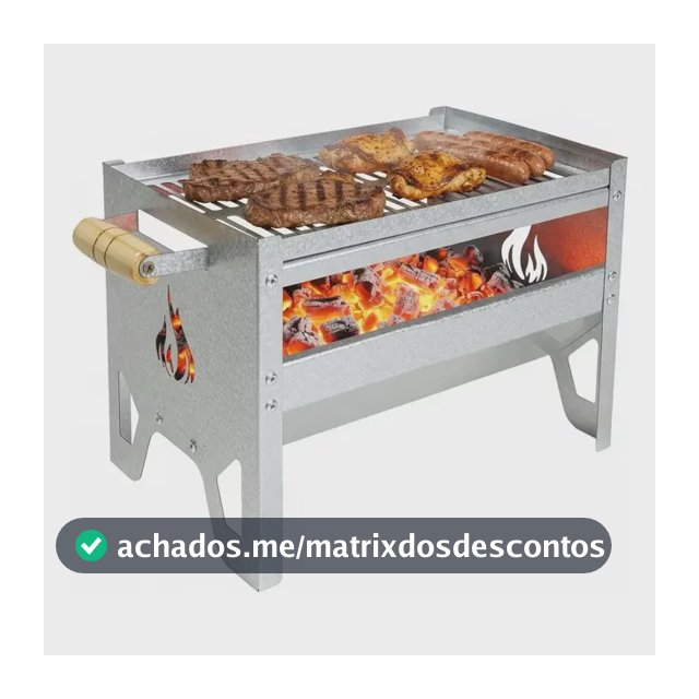 Churrasqueira Portátil Camping Praia Compacta Galvanizada Prateado