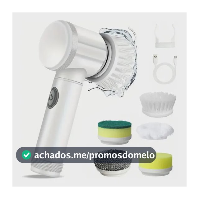 Escova De Limpeza Elétrica 5 Em 1 Multifuncional Giratória Branco