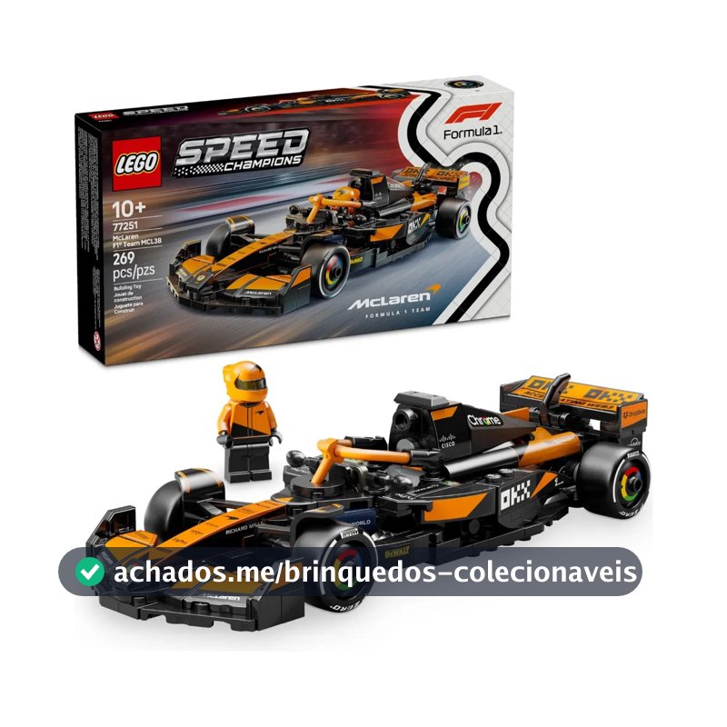 LEGO Speed Champions Carro de Corrida McLaren F1 Team MCL38 77251; Carro de Fórmula 1 de brinquedo para montar