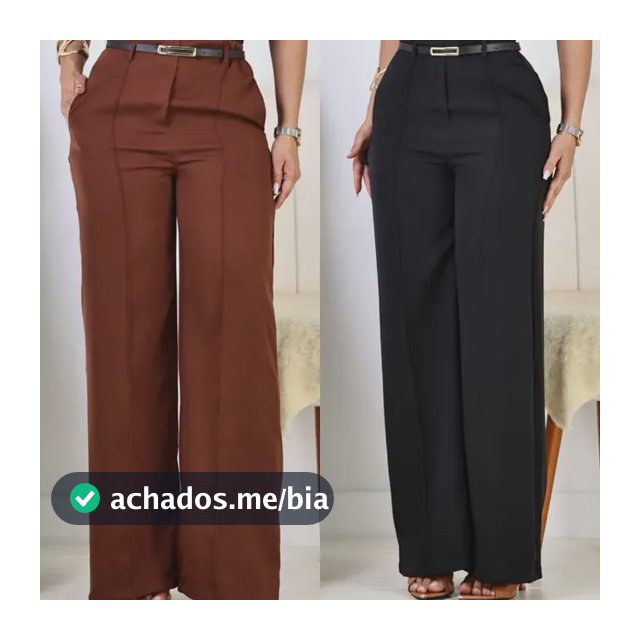 Kit 2 Calça Pantalona Feminina Alfaiataria Elegante C/ Cinto