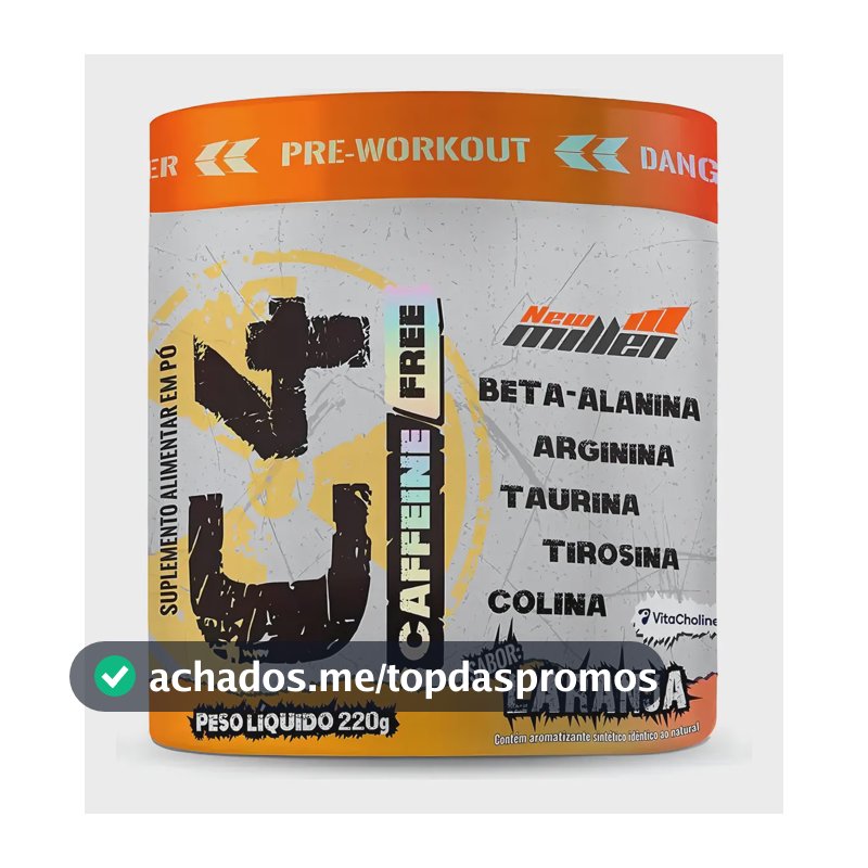 Pré treino New Millen Sem Cafeína C4 Caffeine Free com colina em pó sabor Laranja x 220g