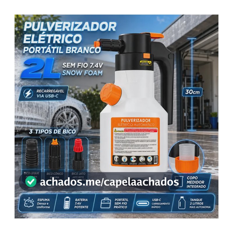 Pulverizador Elétrico de Espuma 2L VERUNTO para Lavagem Automotiva e Jardim