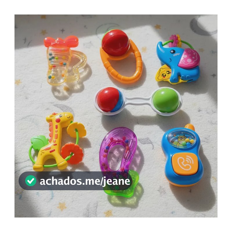 Kit 07 Chocalho Bebê Brinquedo Sensorial C/ Sons Chocalho Diversos