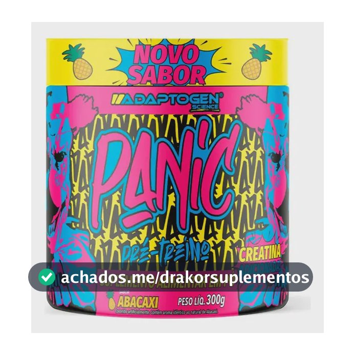 Pré-treino Adaptogen Panic 300g Abacaxi com Creatina e Cafeína