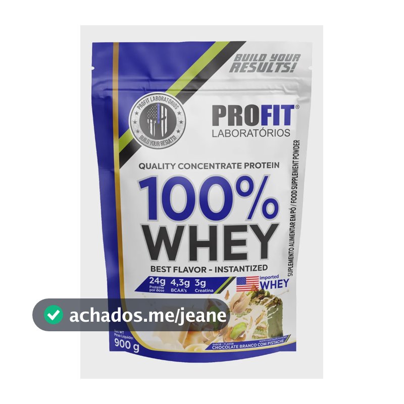 Whey protein Profit 100% Quality Concentrate em pó sabor Chocolate branco com pistache x 900g