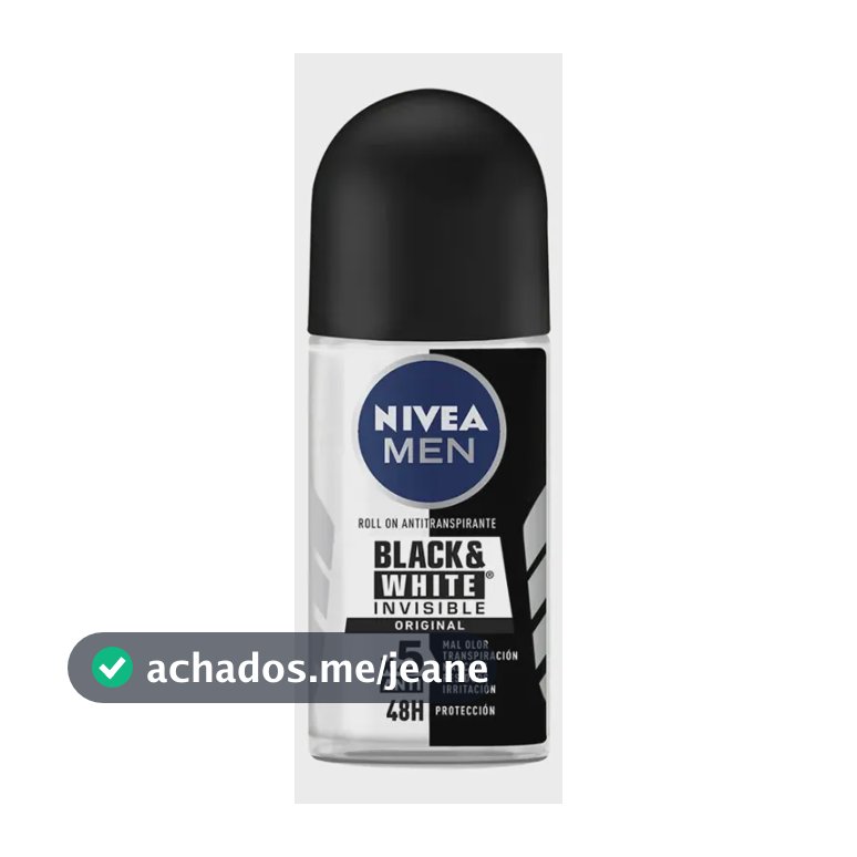 NIVEA MEN Desodorante Roll-on Black & White Invisible Orign 50ml, Proteção 72h, Contra Suor e Odor, Anti-manchas