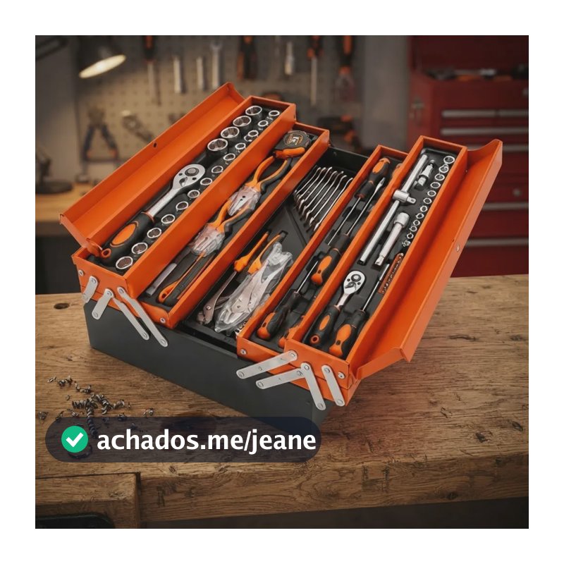 Kit Caixa De Ferramentas 85 Peças Completa Chaves Soquetes Preto E Laranja