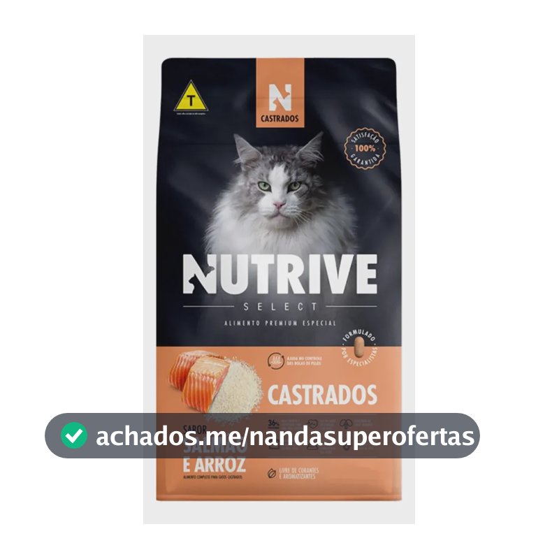 Nutrive Ração Gatos Select Castrados Salmão E Arroz 10,1kg