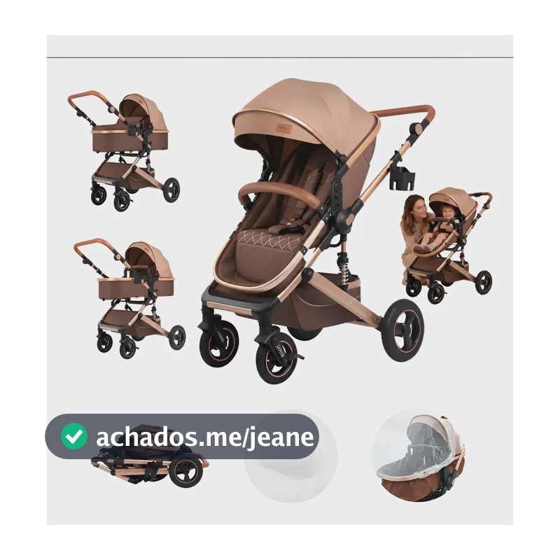 Carrinho Bebê Conforto Reversível Passeio Modo Berço Travel Chocolate