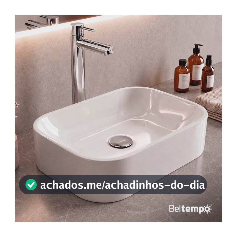 Cuba Pia De Apoio Sobrepor Retangular 37x27 Branca Para Banheiro Lavabo Beltempo BT-2010