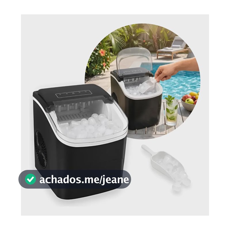 Máquina De Gelo Portátil 12kg Turbo Ice Premium 60hz Drink 127v Preto