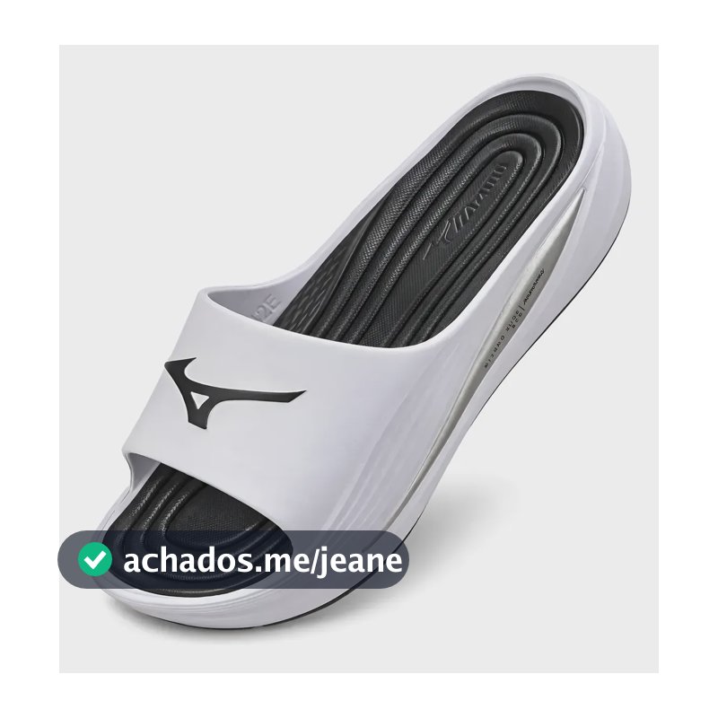 Chinelo Mizuno Slide Neo Confortável Ortopédico Original Branco/preto Liso 41/42