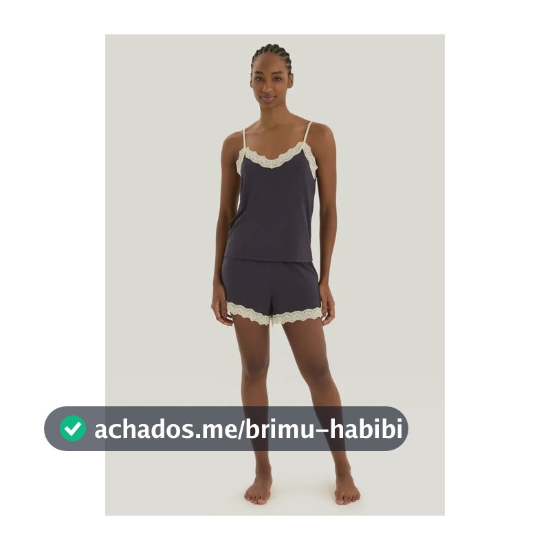 Pijama Curto Feminino Em Viscose Com Renda Hering Azul M