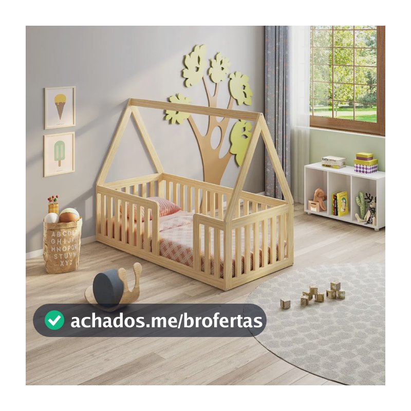 Casatema giulia mini cama berço cor natural montessoriana em Madeira maciça com grade e wt