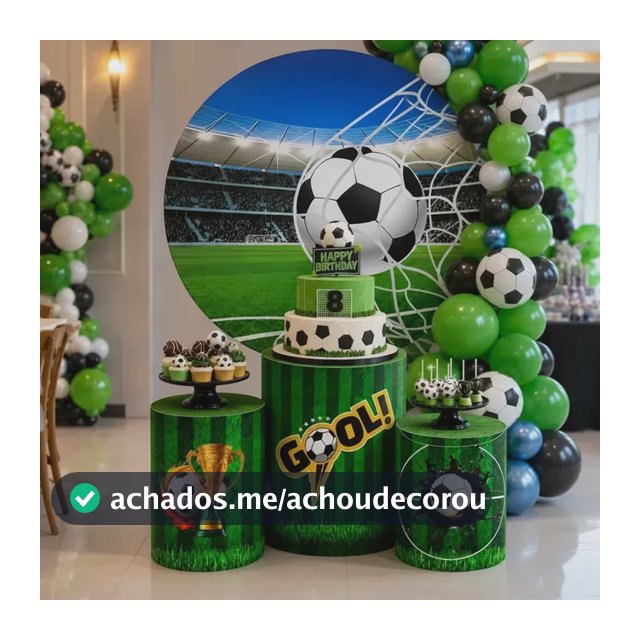 Trio Capa Cilindro + Painel Tema Futebol Veste Fácil