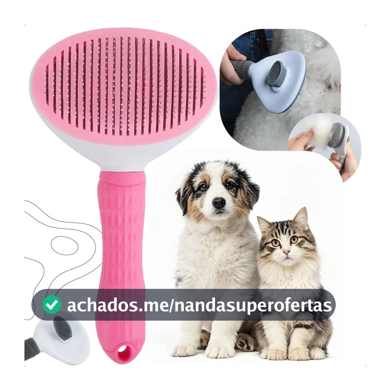 Escova Removedora De Pelos Pet Gato Cão Automatica Rasqueadeira Cor Rosa Homeroarte