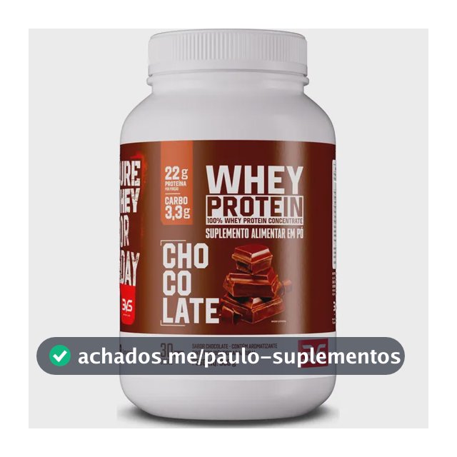100% WHEY Protein Concentrado 900g Sabor Chocolate - Proteína 100% Pura - 3VS Nutrition