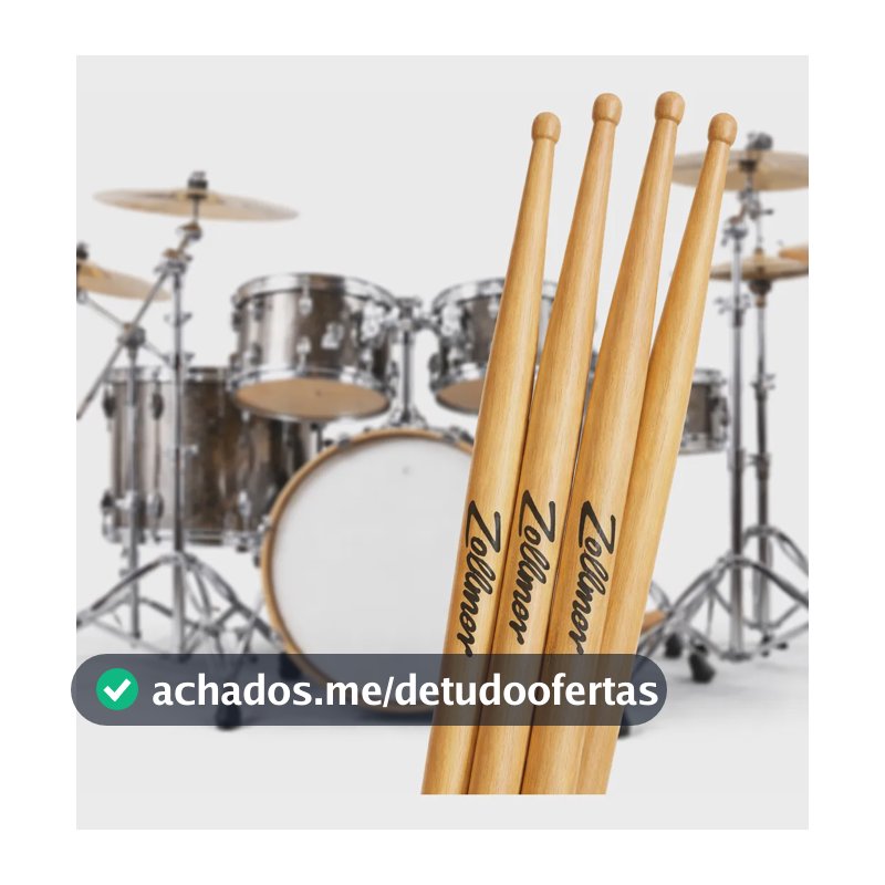 Kit 10 Pares De Baquetas De Bateria Profissional Madeira 7a