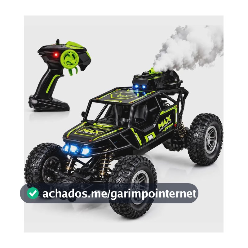 Carrinho Controle Remoto 4x4 Off Road Com Fumaça Led Preto