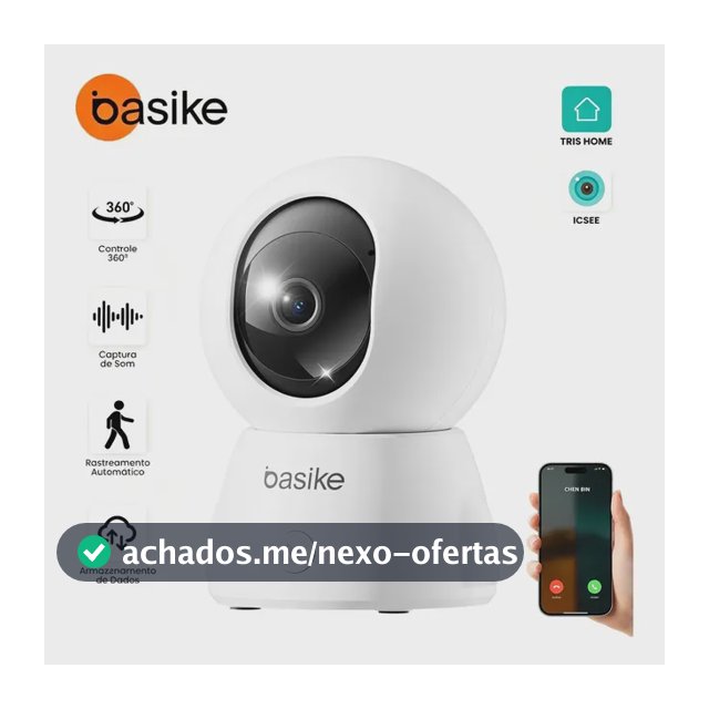 Câmera de Segurança Wifi Interna 360° Full HD, com Botão de Chamada e Modo de Privacidade, Visão Noturna e Detecção de Movimento App iCSEE, Babá Pet Eletrônica Câmera Dome Monitoramento