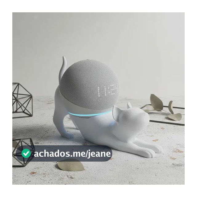 Suporte Alexa Echo Dot 4 E 5 Gato Preguiça Escultura Branco
