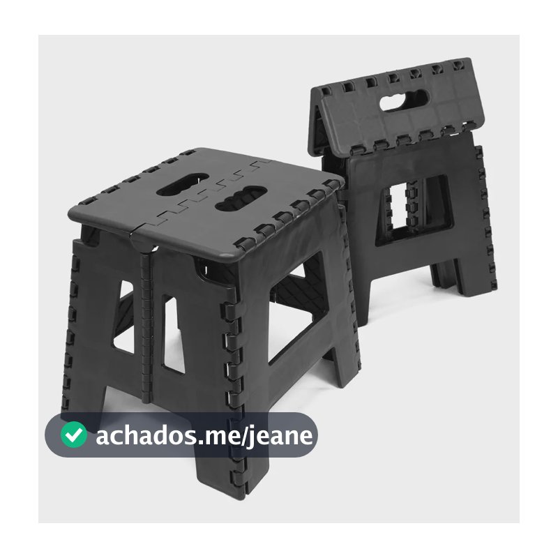 Banqueta Dobrável Afa 2 Und Portátil Preto Suporta 100kg