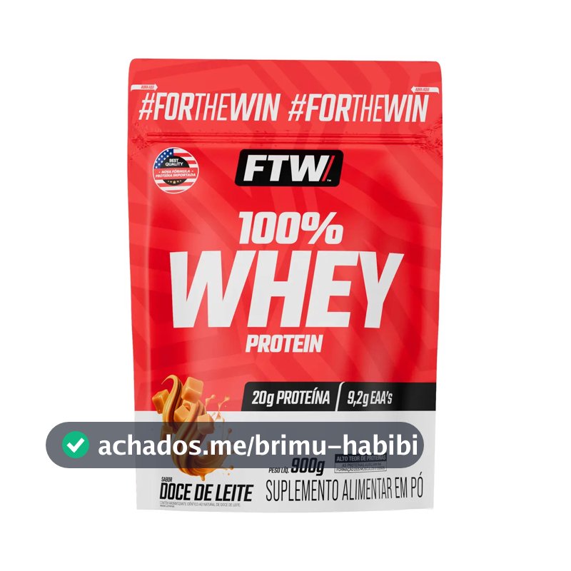 Whey Protein 100% Concentrado Refil 900g Sabor Doce de Leite - FTW