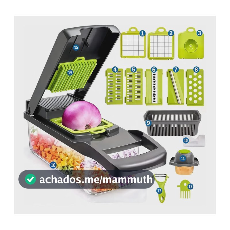 Cortador Fatiador Multifuncional 16 Em 1  Para Legumes Transparente