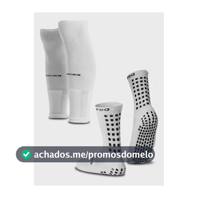 Kit Meia Antiderrapante Prosocks Grip Draft e Meião Cortado Canelito Cor Branco Tamanho 38-44