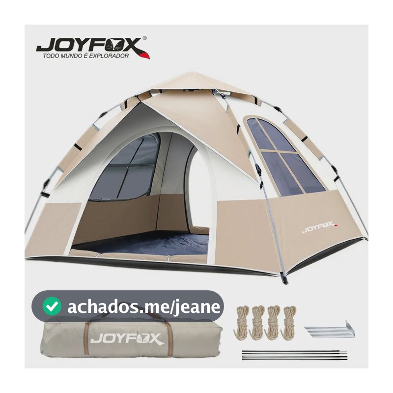Barraca Automática Joyfox para 3-4 Pessoas, Impermeável e Pop Up Com Rede Anti-Insetos