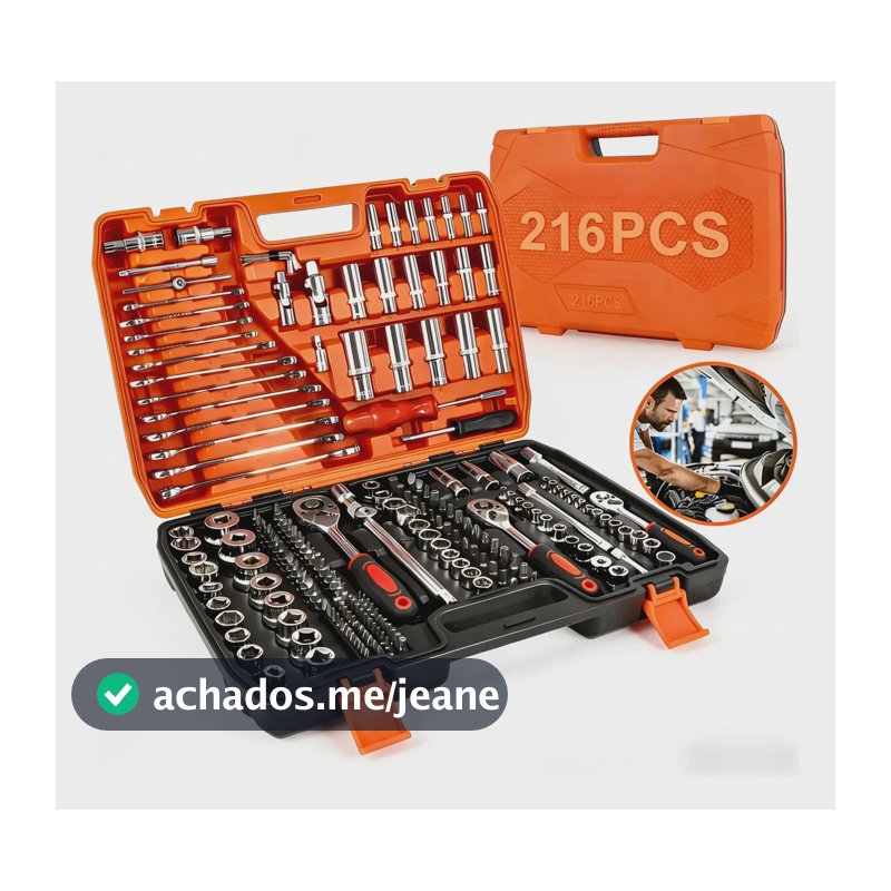Kit Jogo De Chave Allen Catraca Ferramentas 216 Pcs Aço Cr-v Vermelha E Preta Maleta