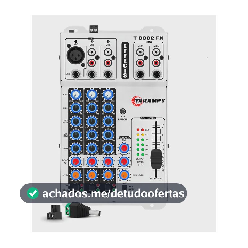 Mesa De Som Taramps T0302 3 Canais Equalizador T 0302 Mixer 12v