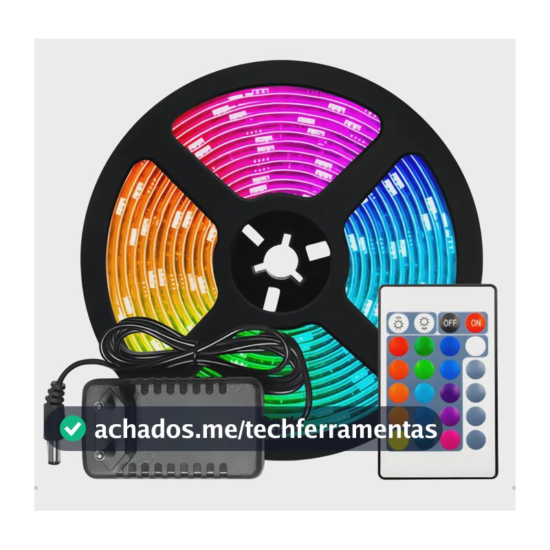 Fita Led Rgb 5050 Rolo 5m + Controle + Fonte