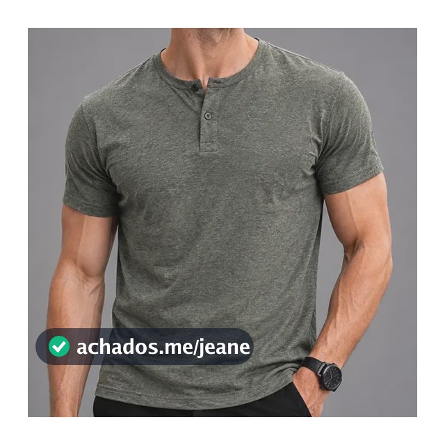 Camisa Masculina Henley Slim Algodão 30.1 Mescla Luxo Casual