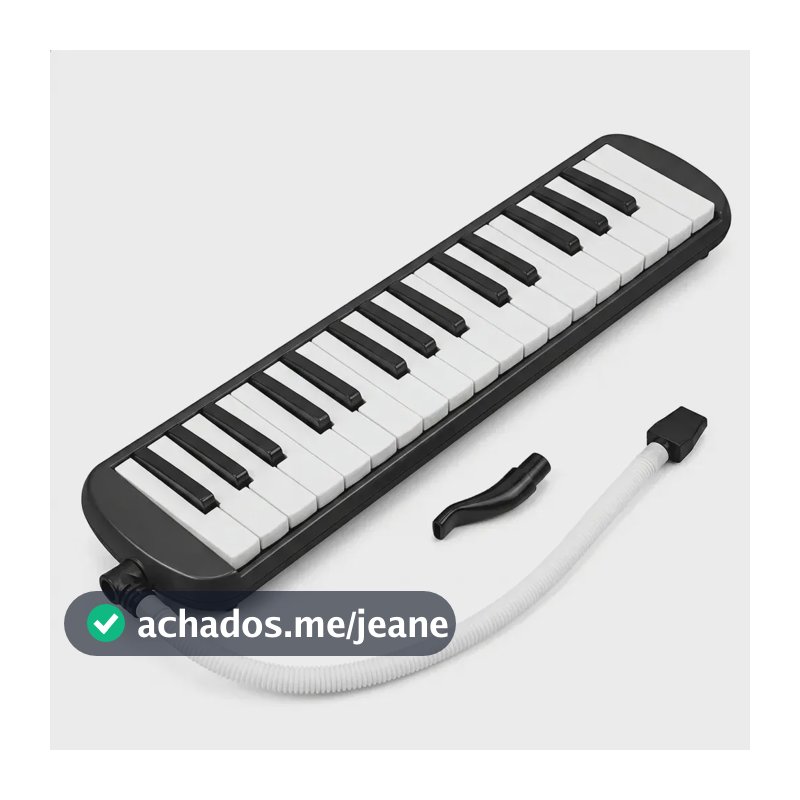 Escaleta Teclado Sopro Musical 32 Teclas PRETO Instrumento Portátil Estudo Iniciante Aulas Melodias Prática