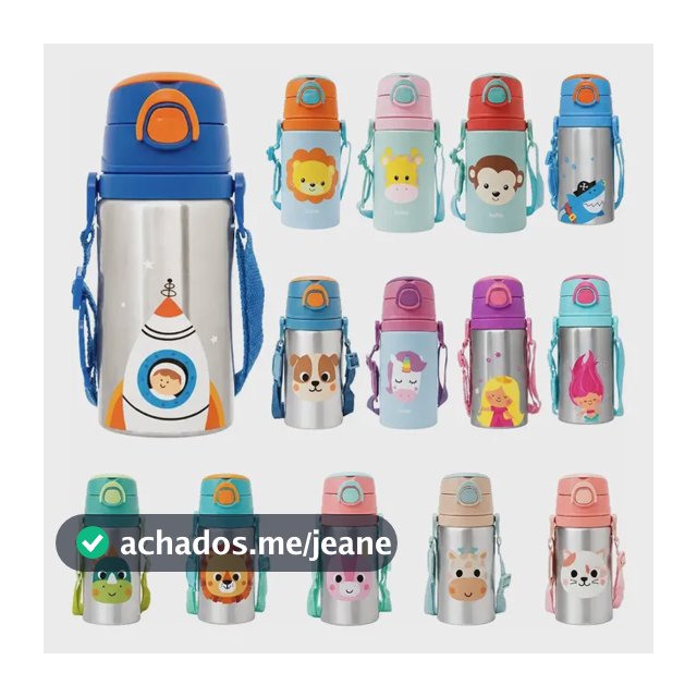 Garrafa Garrafinha De Aluminio Buba Com Canudo Em Silicone