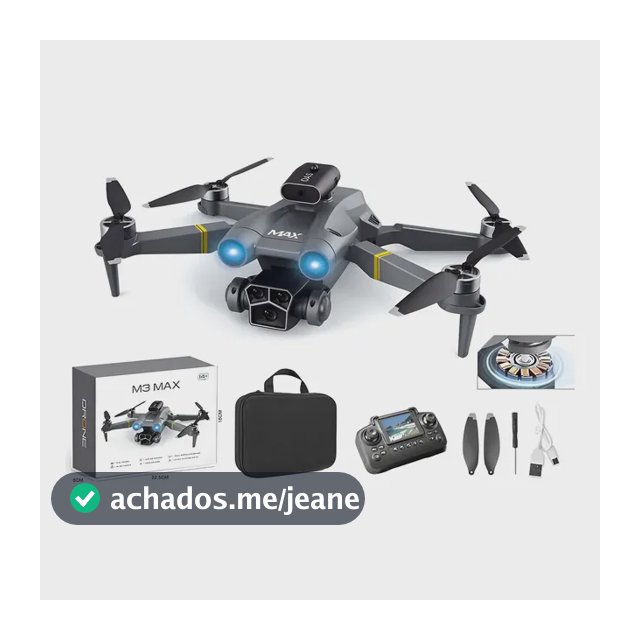 Drone M3max Tela Dupla Hdcâmera Motor Sem Escovas 3 Baterias Preto