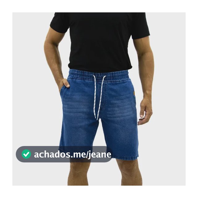 Bermuda Masculina Cargo Jeans Com Elástico