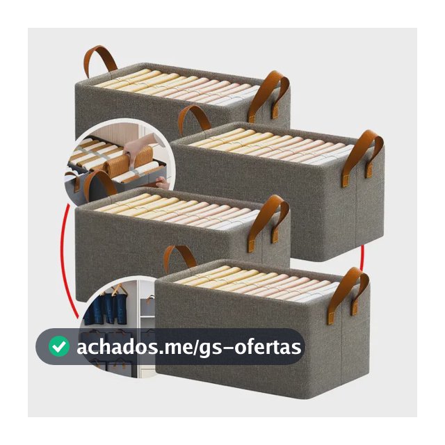 4 Caixas Organizadora De Guarda Roupa Cesto Gaveta Dobrável Cinza