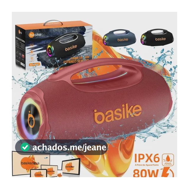 Basike Caixa de Som Portátil Com Bluetooth Boombox 80W 8000Mah 10hrs Sem fio IPX6 À Prova D'água Com Bateria Recarregavel Luz RGB Hifi TWS Bass Forte Áudio de Alta Qualid Para TV Festa Casa - Rosa