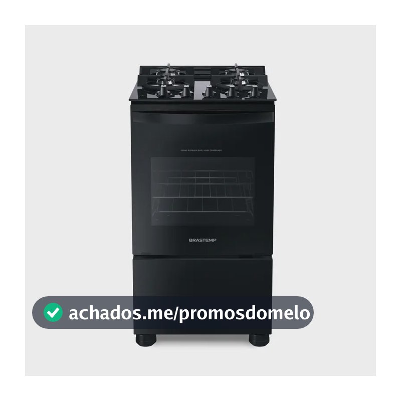 Fogão 4 Bocas Vidro Grade Dupla Bfo4vae Preto Brastemp 127/220v