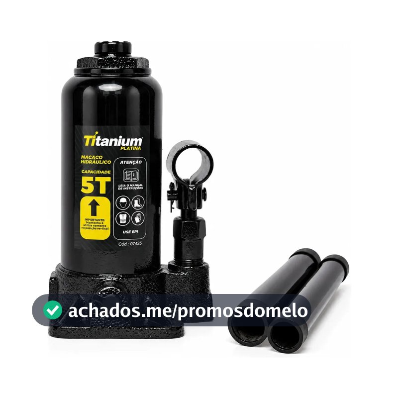 Macaco Hidraulico Tipo Garrafa 5 Tonelada Titanium Platina
