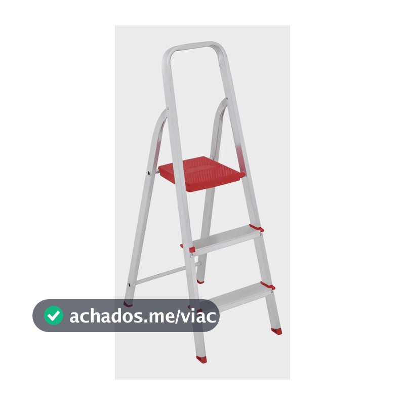 Escada De Alumínio Dobrável Compacta com 3 Degraus - Botafogo - Leve e Resistente