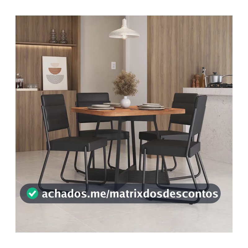 Sala De Jantar 4 Cadeiras Charlotte Carraro Nogal cor preto