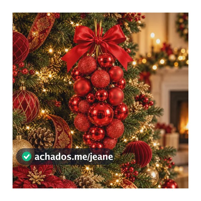 Cacho Bolinhas Natal Enfeite Árvore Decoração 20 Bolas Cj Vermelho Lisa
