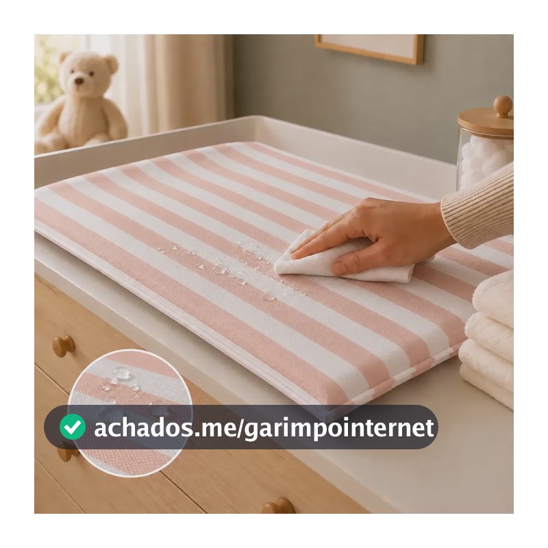 Trocador De Cômoda Bebê Fralda Slim Acolchoado Impermeável Rosê | Troslimll Listras