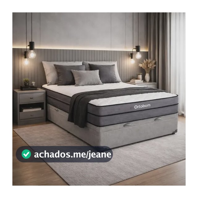 Box Baú Casal Colchão Núvia Airtech Superpocket Ortobom Cinza